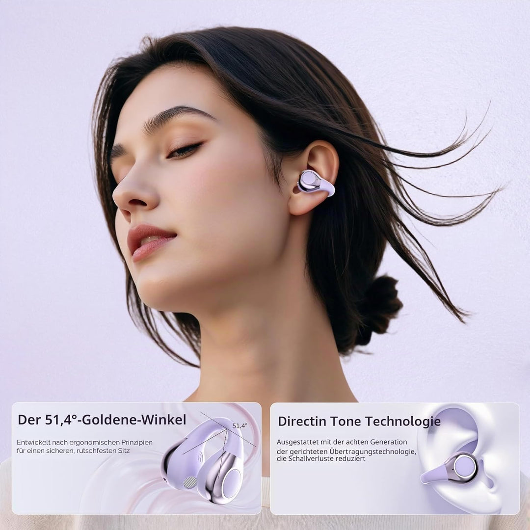 Open-Ear-Kopfhörer I5, Kabellose Bluetooth 6.0 Clip-On-Ohrhörer mit ENC, IPX5 wasserdicht, 36 Std. L