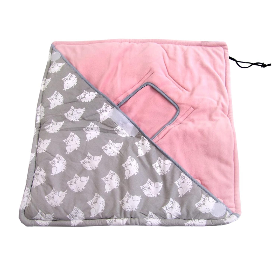 BAMBINIWELT Einschlagdecke Babydecke Decke für Babyschale Kinderwagen mit Fleece universal (Eule ros