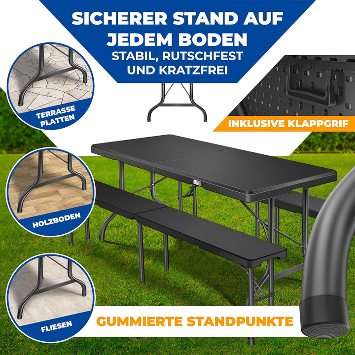 KESSER® Buffettisch Tisch klappbar Kunststoff 183x76 cm Campingtisch Partytisch Klapptisch Gartentis