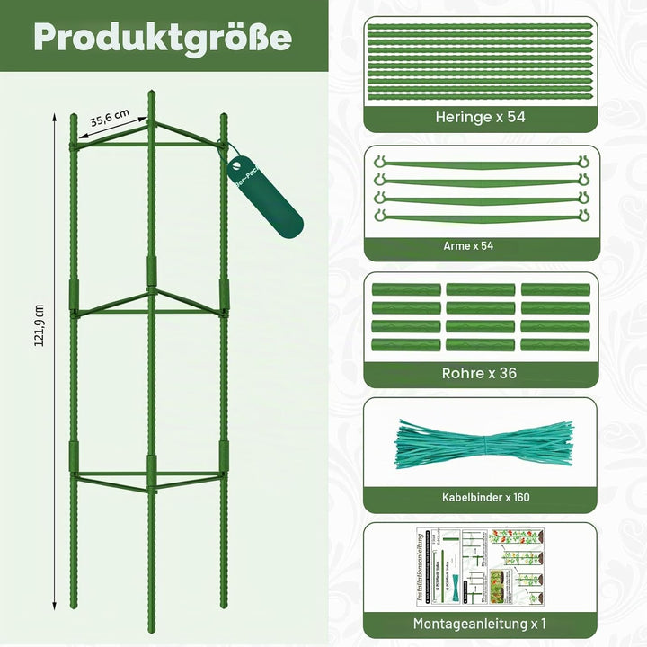 Halatool 6 Stück Tomaten Rankhilfe,120cm Pflanzenstütze Pfahl, Verstellbarer Tomatenkäfig, Gartenpfä