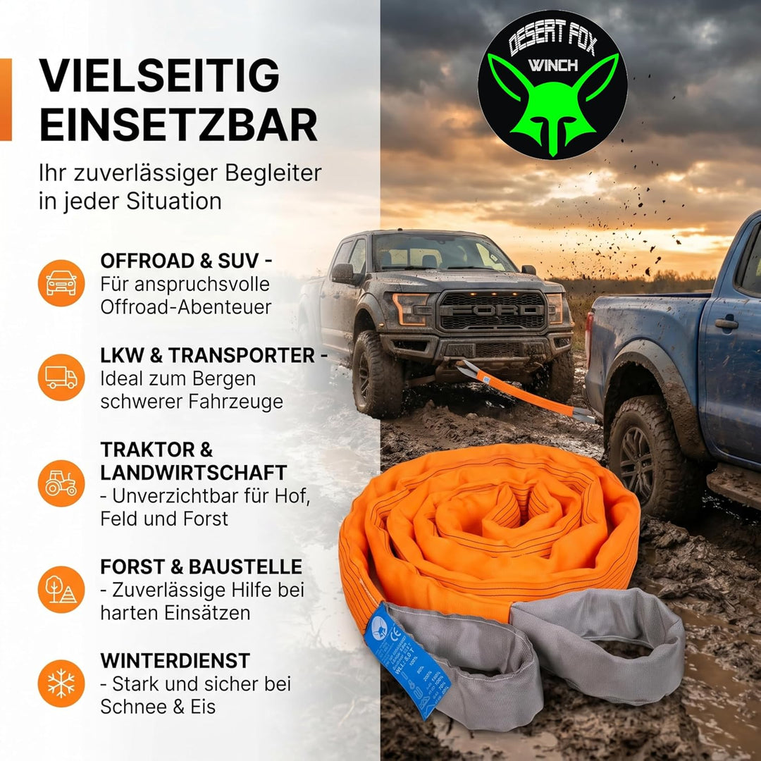 Desert Fox Winch Abschleppschlaufe Abschleppseil für LKW 40 t Traktor Baumaschinen Abschleppschlinge