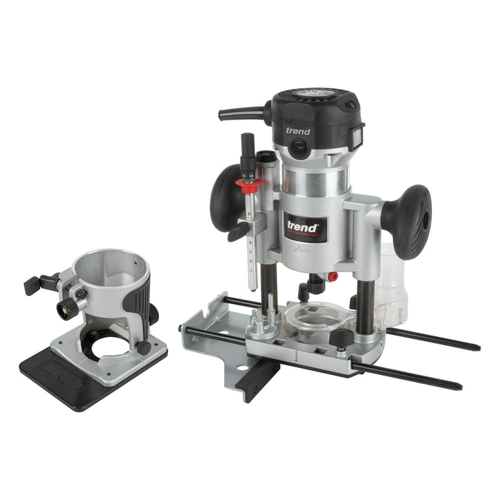 Trend T1 Doppelbasis-Oberfräse, 8mm Spannzange, 710W, 230V, Kompaktes Präzisions-Schneidwerkzeug für