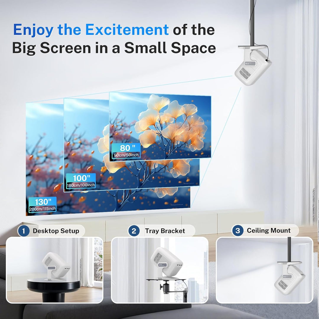 Smart Beamer Integrierte Apps Native 1080P 4K kompatibel 12000 Lumens, Autofokus Keystone Mini Proje