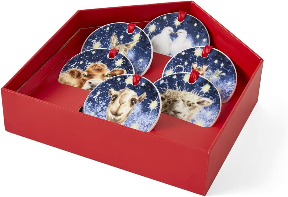 Royal Worcester Wrendale Designs Krippenbaumschmuck, 6 Stück