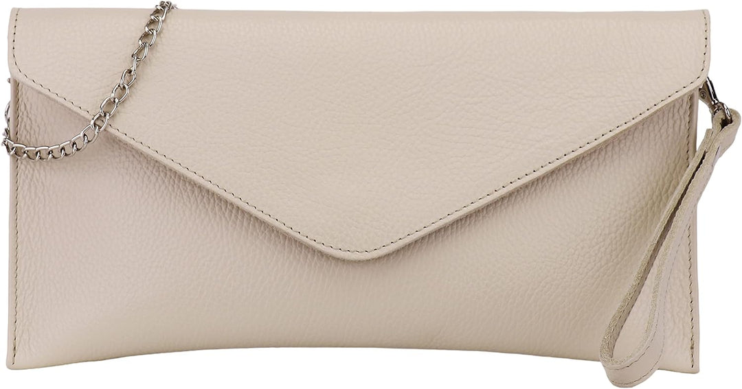 SH Leder Echtleder Clutch Umhängetasche kleine Tasche elegant Abendtasche in genarbt Rindleder mit T