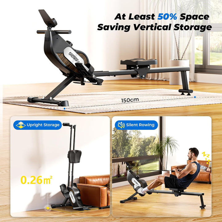 ONETWOFIT Rudergerät Für Zuhause Klappbar Pro, Stepper Für Zuhause, 16 Stufen des Stillen Widerstand