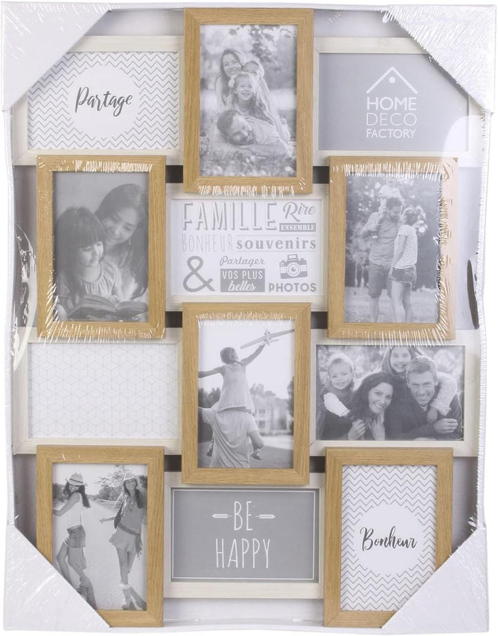 Home Deco Factory Bilderrahmen für 12 Bilder, 44cm x 3cm x 58cm, Beige/Weiss
