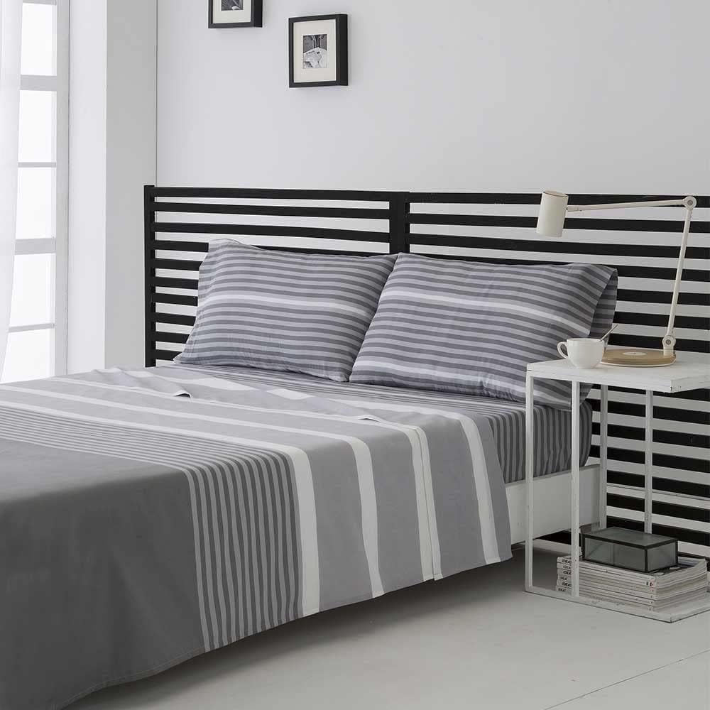 Bettwäsche-Set GAUNA Grau 150 x 190/200. 50% Baumwolle - 50% Polyester