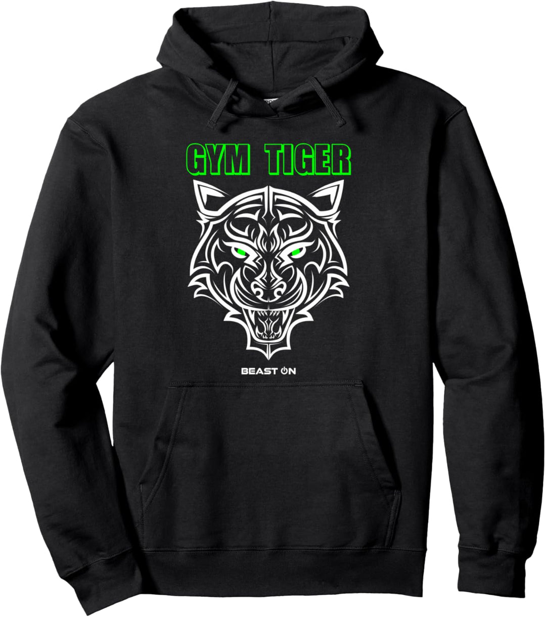 Gym Tiger Kopf Grün Tier Gains Workout Fitness Training Pullover Hoodie