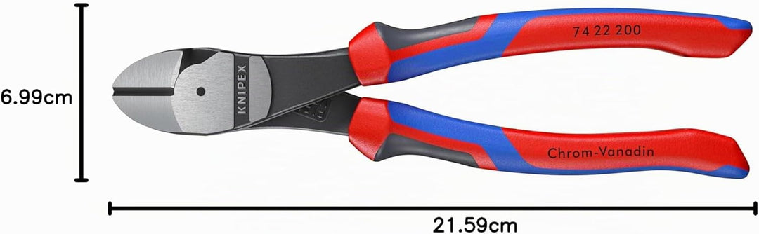 Knipex Kraft-Seitenschneider schwarz atramentiert, mit Mehrkomponenten-Hüllen 200 mm 74 22 200 Komfo
