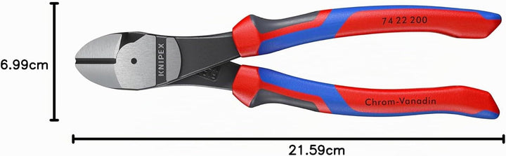 Knipex Kraft-Seitenschneider schwarz atramentiert, mit Mehrkomponenten-Hüllen 200 mm 74 22 200 Komfo
