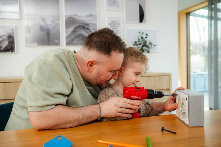 fischertechnik Fischer for Kids Power-Box 579436 – Spielwerkzeug mit Duo Kid Dübeln, Schraubendreher