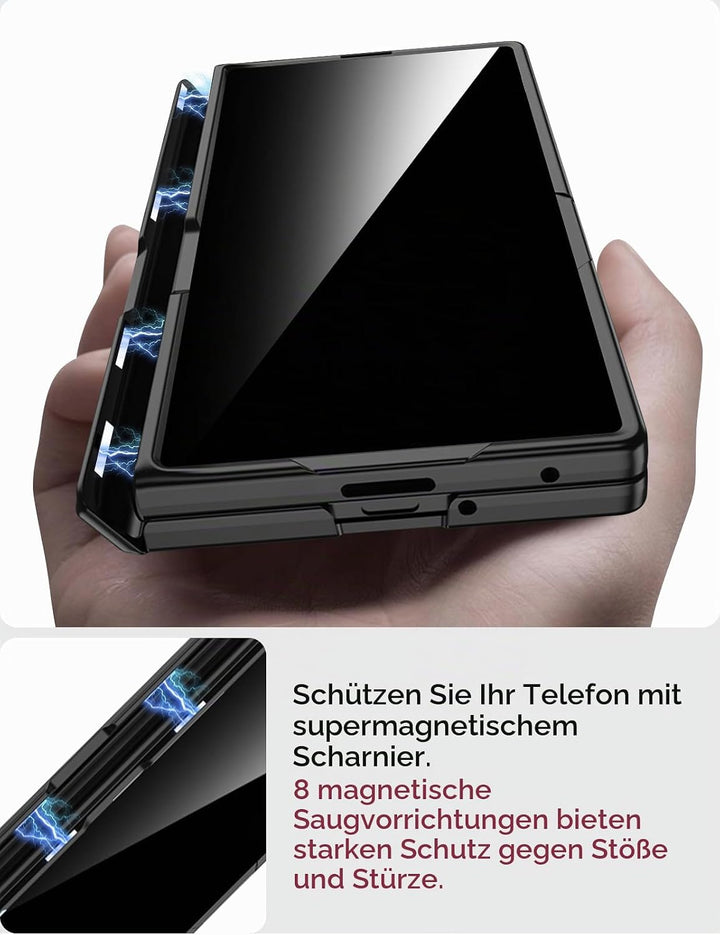 Miimall Kompatibel mit Samsung Galaxy Z Fold 7 Hülle mit Displayschutz Anti-SPY, [Magnetischer Schar