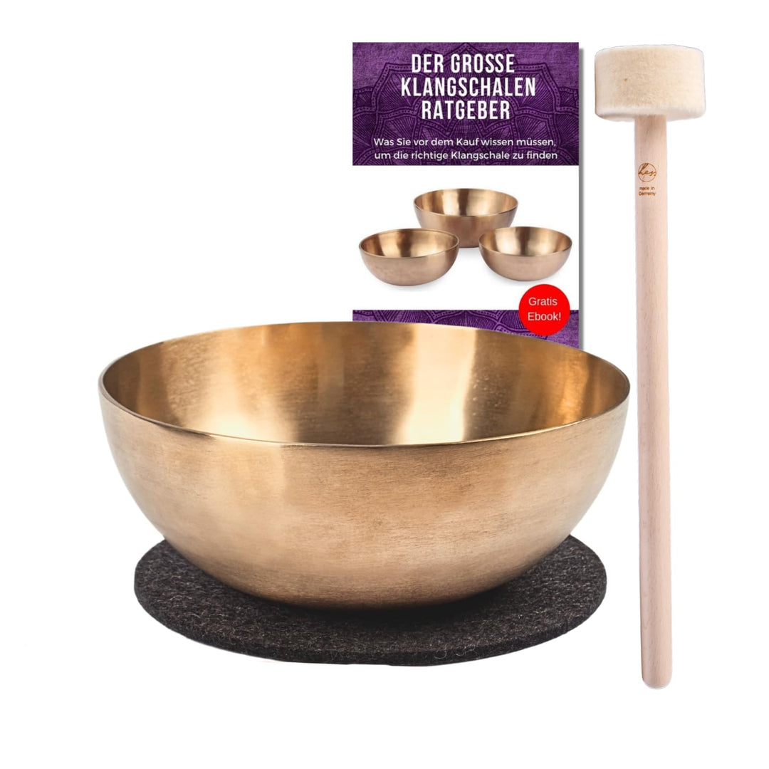Peter Hess Therapieklangschale Universalschale (21 cm, 900 g) Klangschale mit Filzschlägel und Unter