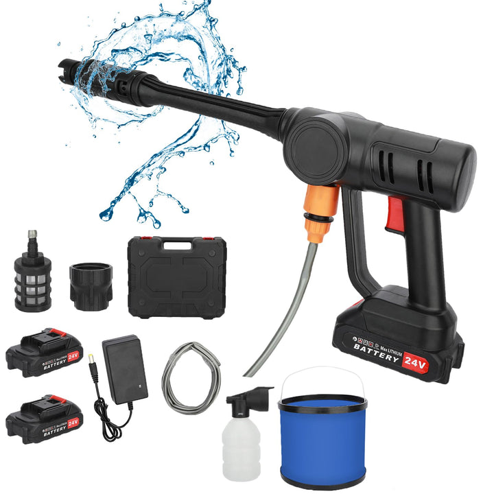 Akku Hochdruckreiniger, 24V Max 50Bar Mobile Akku-Hochdruckreiniger mit Eimer &amp; 2 Akku 1500mAh Tragb