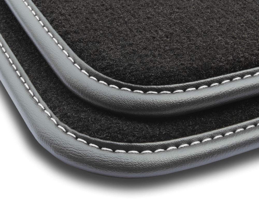 M MOTOS Velours Premium fussmatten Auto kompatibel mit Opel Meriva A 2002-2010 - Premium, Leder, Wei