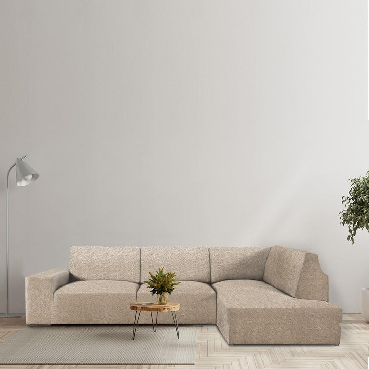 Milica Chaise-Sofabezug mit Rückenlehne aus anpassbarem Stoff, Butan, rechts, Farbe 01, Beige 01 - B