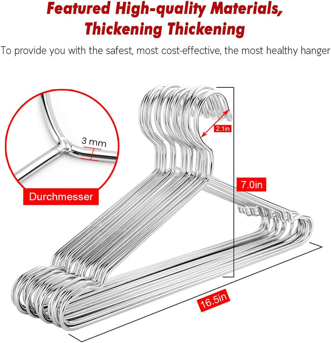 Puersit 30 Stück Kleiderbügel Metall, 42cm Kleiderbügel aus Edelstahl Kleiderbügel Platzsparende Bel