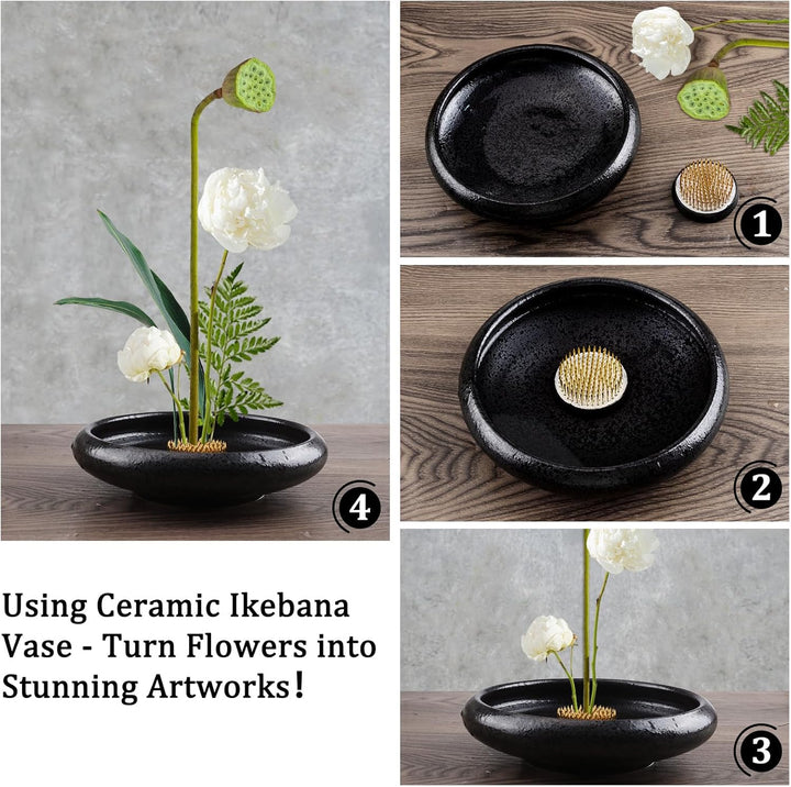 CRAFFANCY Ikebana-Blumenvase mit 5 cm Kenzan-Blumenfrosch für Blumenarrangements, Heimdekoration, sc
