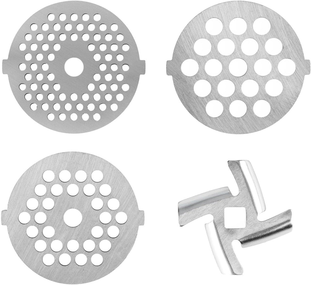 Klarstein 4-teilig - Lochscheiben-Set, 3-4,5-7 mm, Ersatz-Kreuzmesser, für den Fleischwolf der Lucia