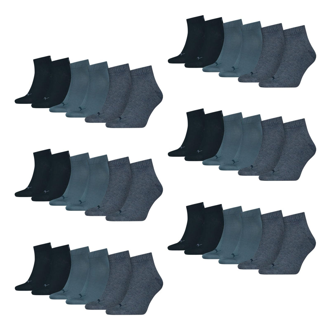 PUMA 18 Paar Unisex Quarter Socken Sneaker Gr. 35-49 für Damen Herren Füsslinge 35-38 -460 denim blu