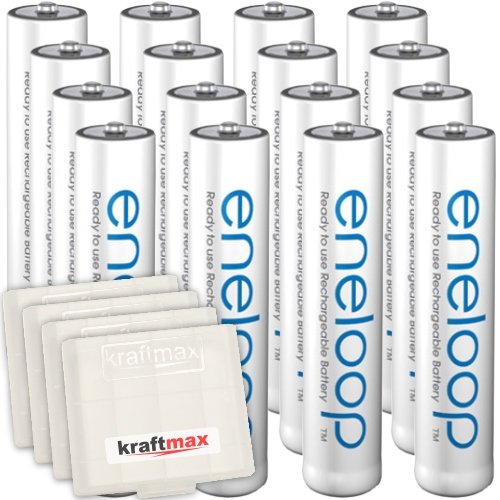 16er Pack Panasonic Eneloop AAA/Micro Akkus - Neueste Generation - Hochleistungs Akku Batterien in K