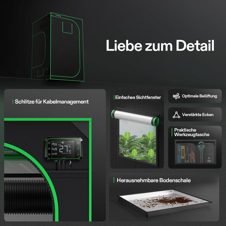 VIVOSUN Growzelt 120x120x200cm Grow Tent aus hochreflektierendes Mylar mit Sichtfenster und Bodenwan