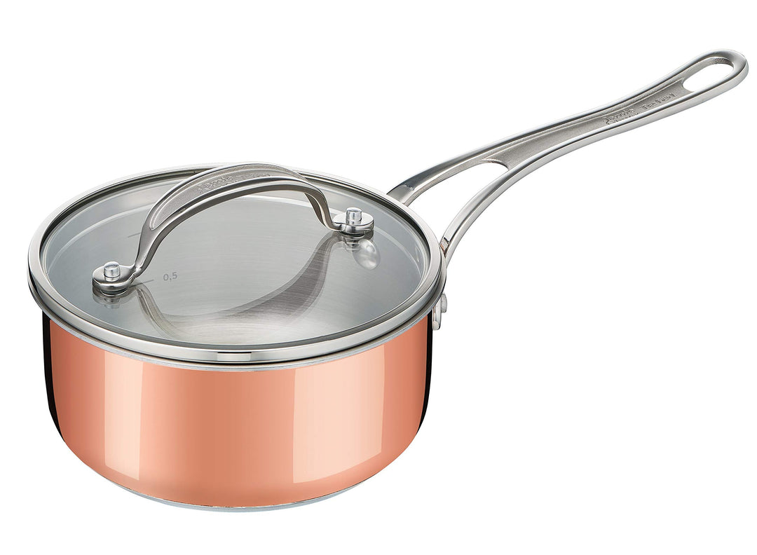 Tefal by Jamie Oliver Premium Triply Kupfer-Stielkasserolle E49022 | 16 cm | Dreilagige Konstruktion