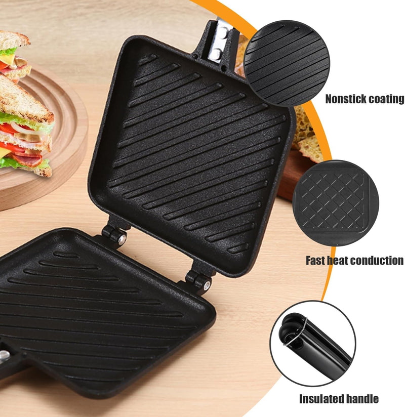 Sandwich Presse, gerösteter Sandwichhersteller Nicht-Stick-Camping-Toaster Schnellheizteastie-Herste