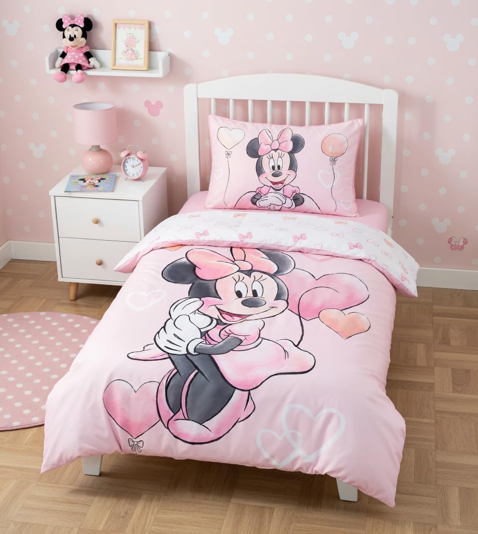 Jerry Fabrics Bettwäsche Minnie Balloon für Kinderbett oder Junior, 100 % Baumwolle, Bettbezug 100 x