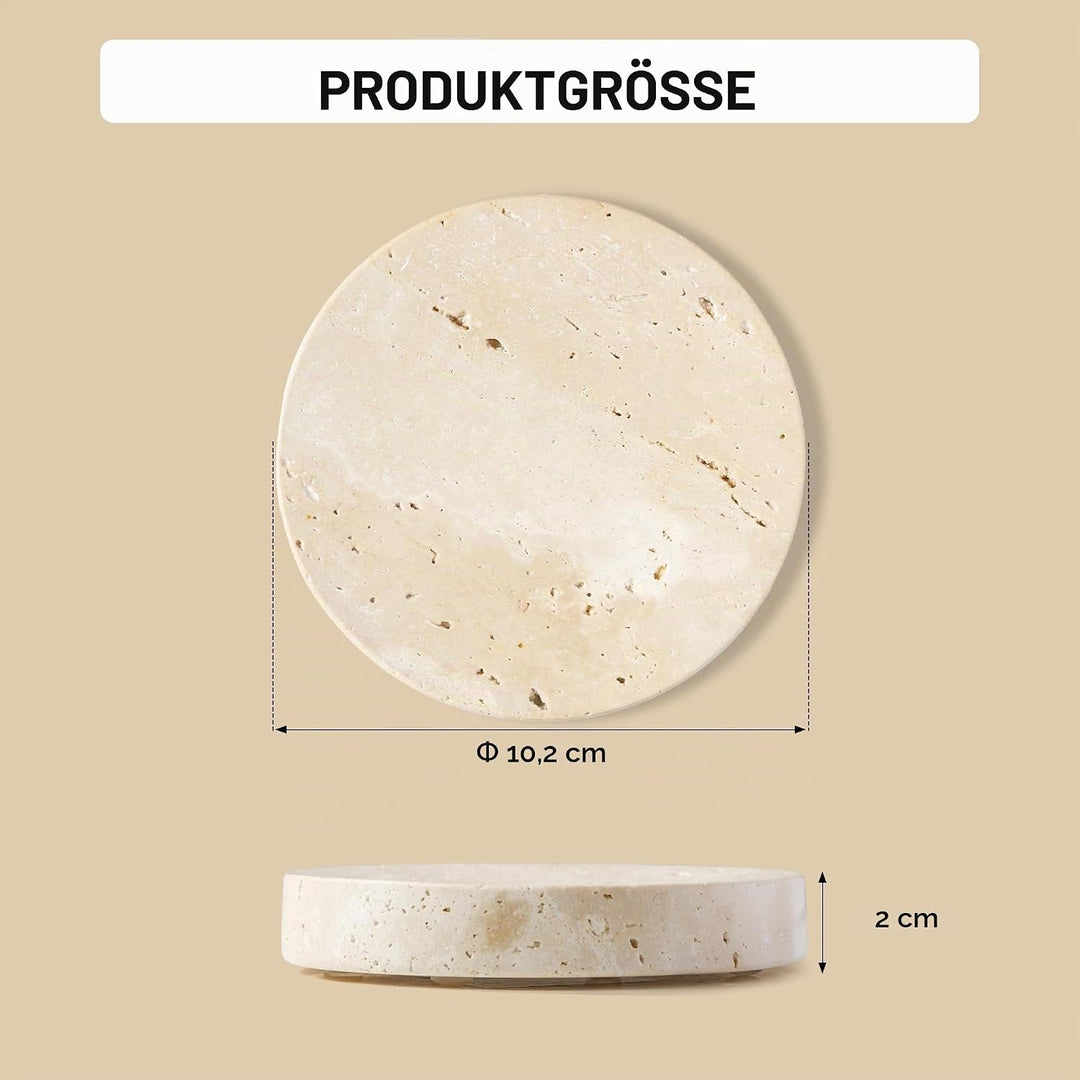 WORHE Marmor-Seifenschale, Schwammhalter aus Natürlichem Travertinstein für Badezimmer, Badewanne, D