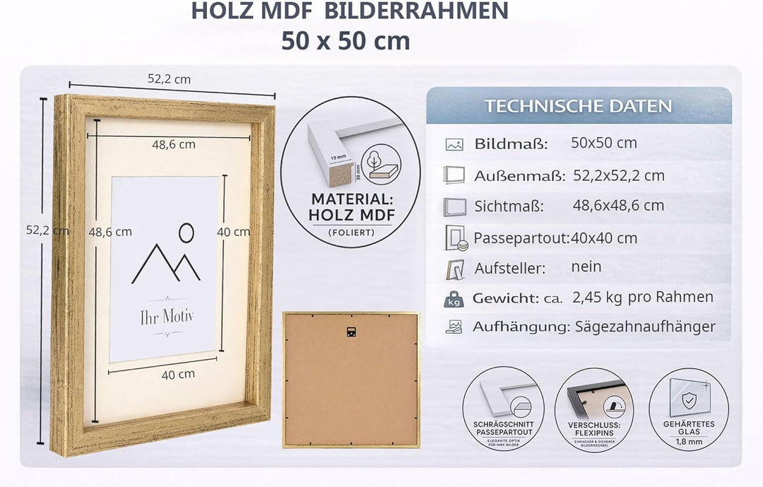 KM FOTO 3D Objektrahmen Holz Bilderrahmen Shirt Trikot Rahmen Collage Wanddeko Poster S220: Farbe: G
