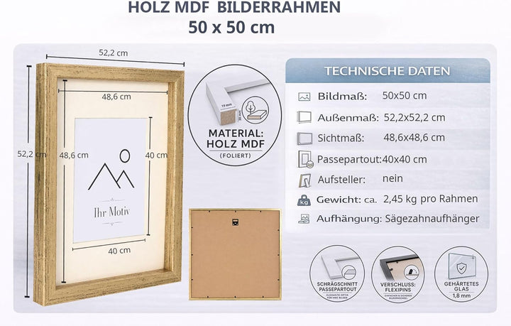 KM FOTO 3D Objektrahmen Holz Bilderrahmen Shirt Trikot Rahmen Collage Wanddeko Poster S220: Farbe: G