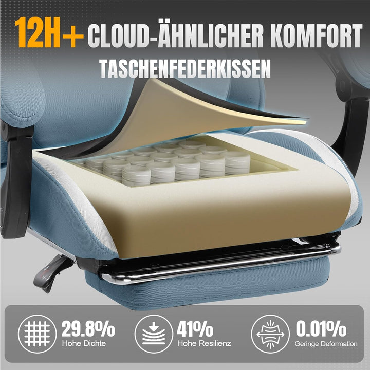 GTPLAYER Gaming Stuhl, Gamer Stuhl, Atmungsaktiver Bürostuhl aus Hochwertigem Stoff, Ergonomischer P