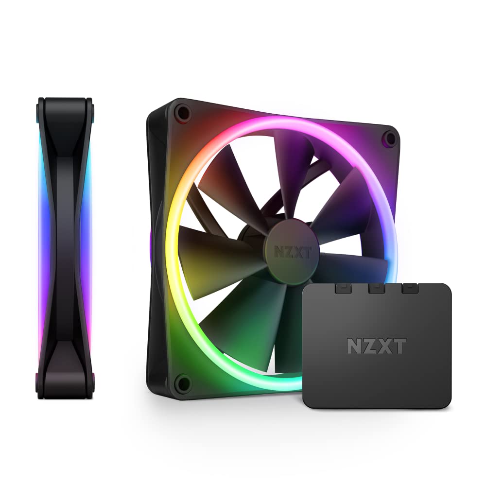 NZXT F140 RGB Duo Doppelpack – 2 x 140 mm zweiseitige RGB-Lüfter mit RGB-Controller – 20 individuell