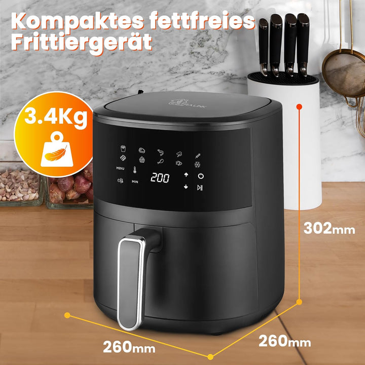 Extralink 1400W Airfryer 4.2L - Heissluftfritteuse mit 10 Kochfunktionen, Friteuse Heissluftfritteus