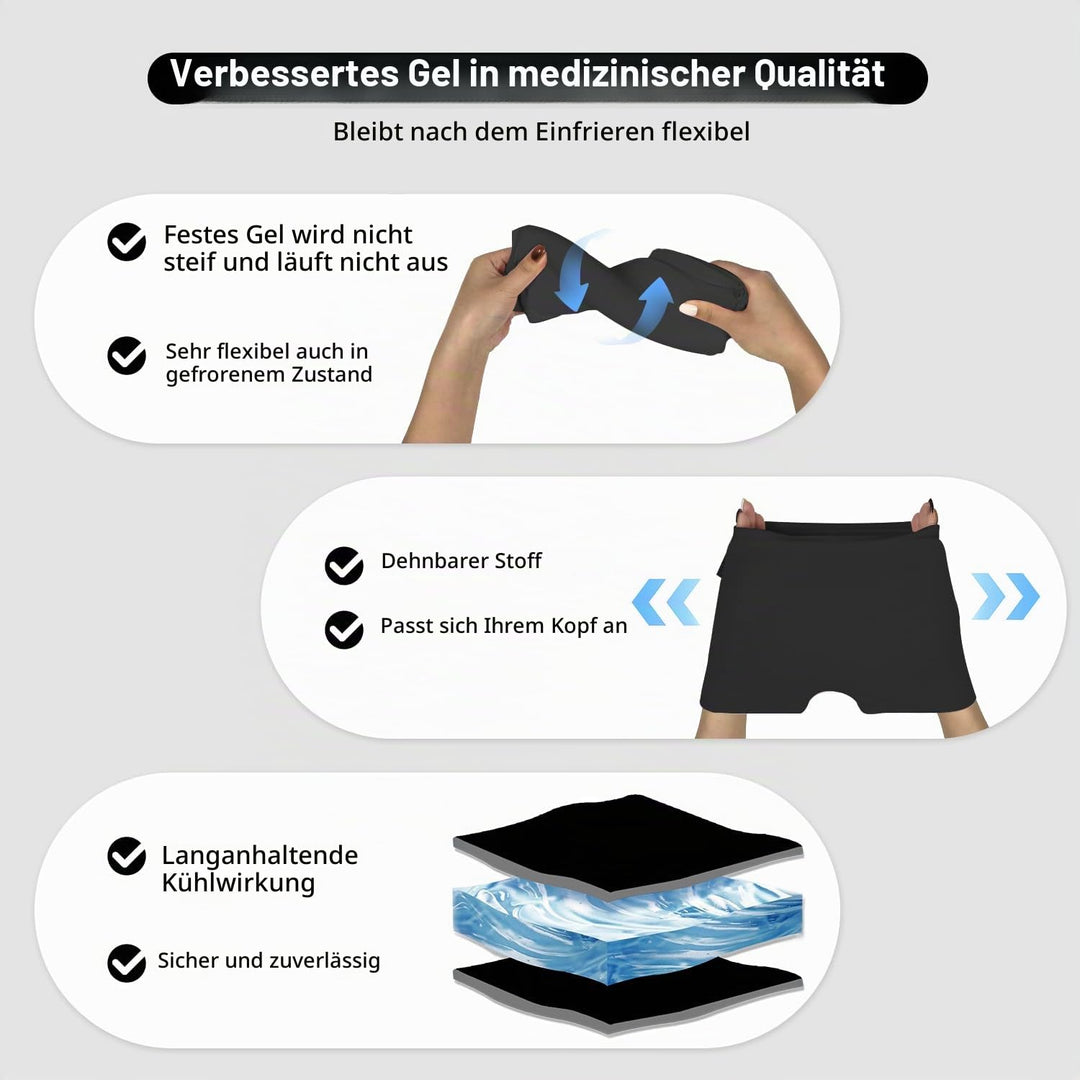 2 Stück Migräne Maske und Augenmaske Kühlend, Migräne Kühlmaske, Migraine Relief Cap, Kopfschmerzen