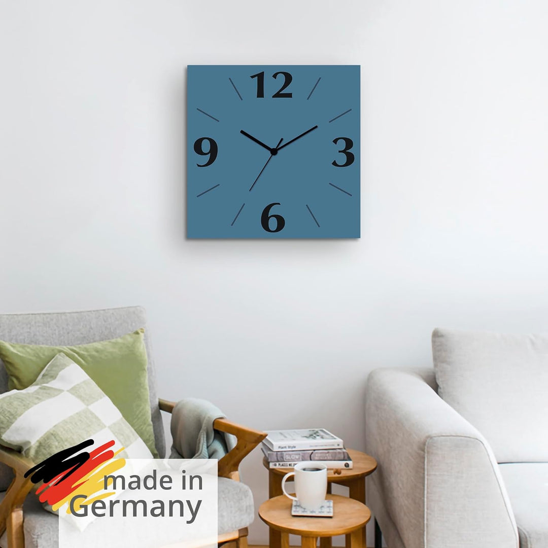 ARTLAND Wanddeko Wanduhr ohne Tickgeräusche Alu Quarzuhr 30x30 cm Quadratisch Lautlos 4 Ziffern Farb