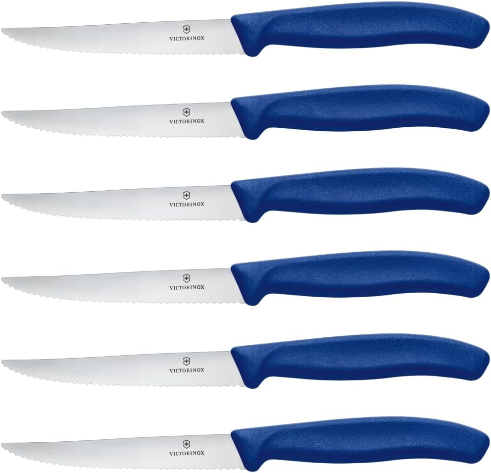 Victorinox, Swiss Classic, Profi Steakmesser-Set, 6-teilig, Extra Scharfe Klinge, Wellenschliff, 11