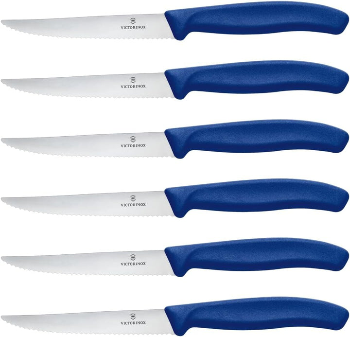 Victorinox, Swiss Classic, Profi Steakmesser-Set, 6-teilig, Extra Scharfe Klinge, Wellenschliff, 11