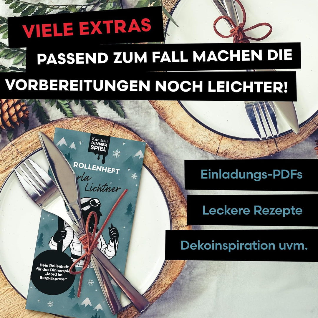 Krimidinner für Zuhause - 6 bis 8 Personen - Mord im Berg-Express - Das spannende Krimispiel ab 16 J
