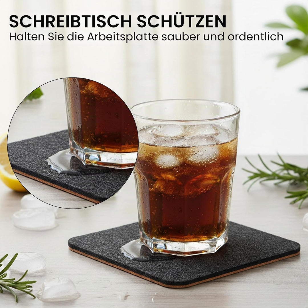 THMINS 12er Set Filz Und Kork Untersetzer, doppelseitig, hitzebeständig und rutschfest, geeignet für