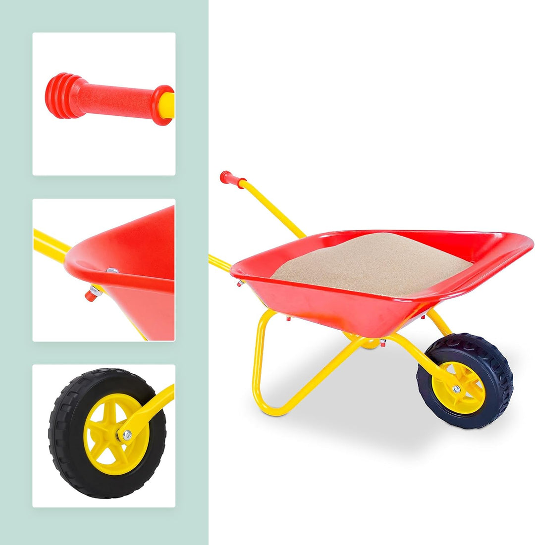 Relaxdays Schubkarre Kinder, rutschfeste Griffe, HxBxT: 43 x 74 x 36 cm, Metall, Kunststoff, Kinder-