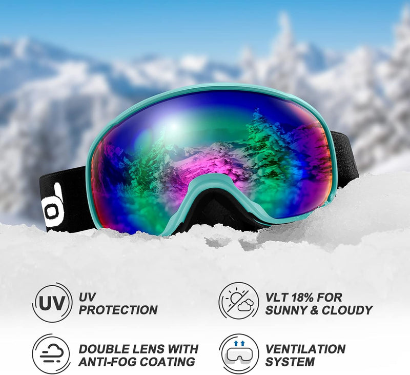 Odoland Skihelm und Skibrille Set Snowboardhelm mit Snowboardbrille für Damen und Herren Ski Goggles