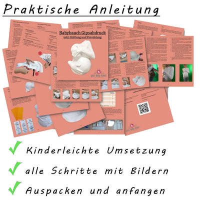 ALLES DRIN | Gipsabdruck Babybauch Set inkl. Glättung & Veredelung | 1A Geschenke für werdende Mütte