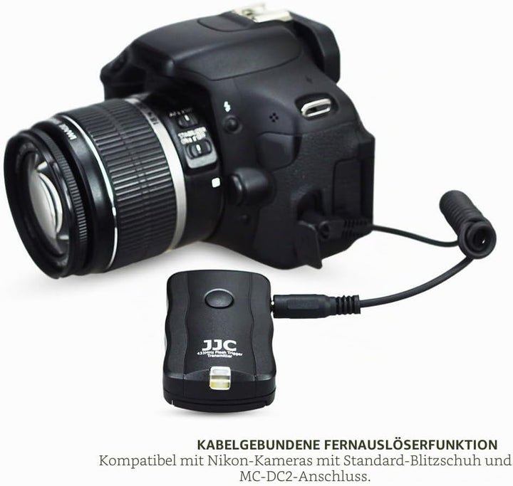 JJC Funk Blitz Studio Blitzauslöser Funkausloeser mit Fernauslöser 2 Empfaengern für Nikon D3300 D55