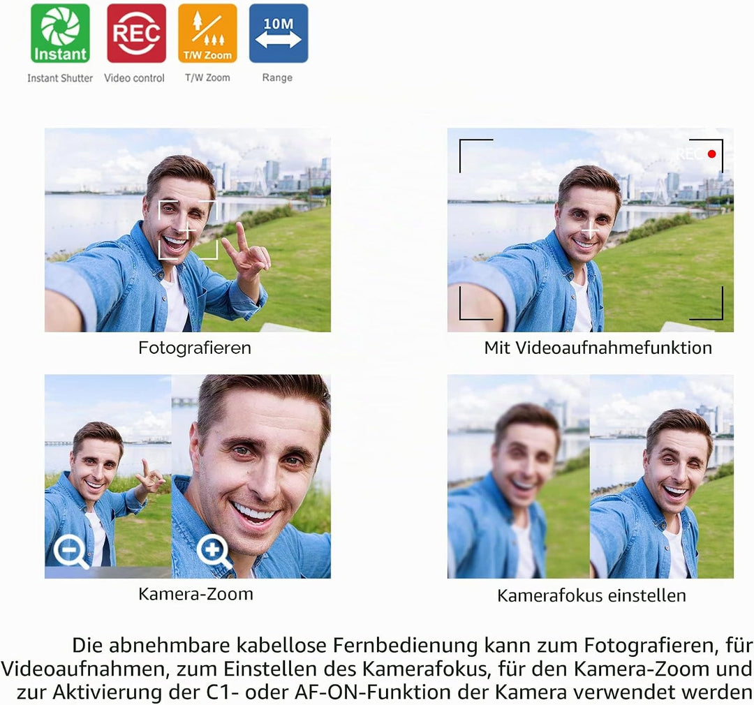 JJC Handgriff Stativ mit Bluetooth Fernbedienung für Sony ZV-E10 ZV-1 ZV-1F a1 a9 a9II A7C II, A7C R