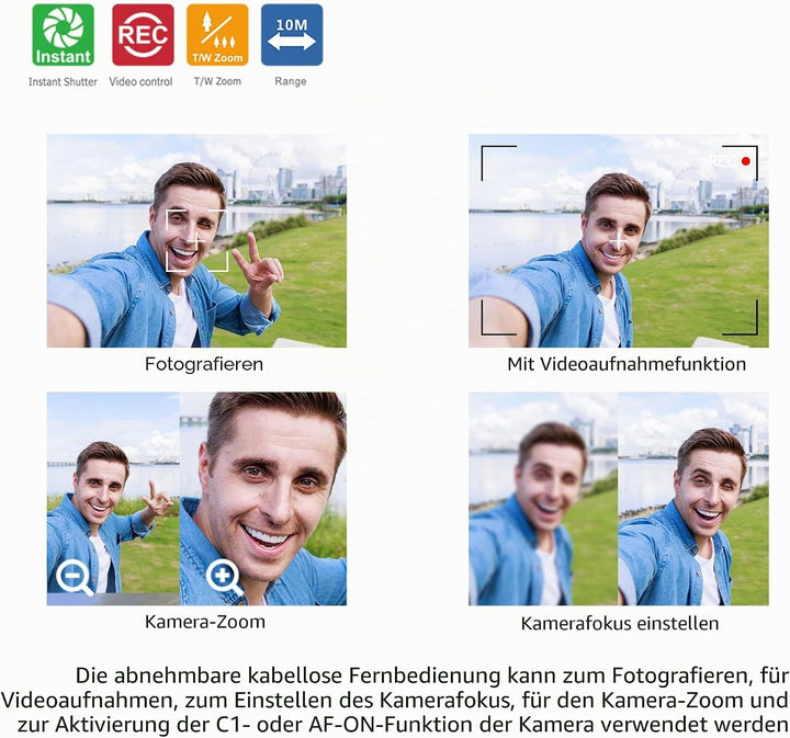 JJC Handgriff Stativ mit Bluetooth Fernbedienung für Sony ZV-E10 ZV-1 ZV-1F a1 a9 a9II A7C II, A7C R