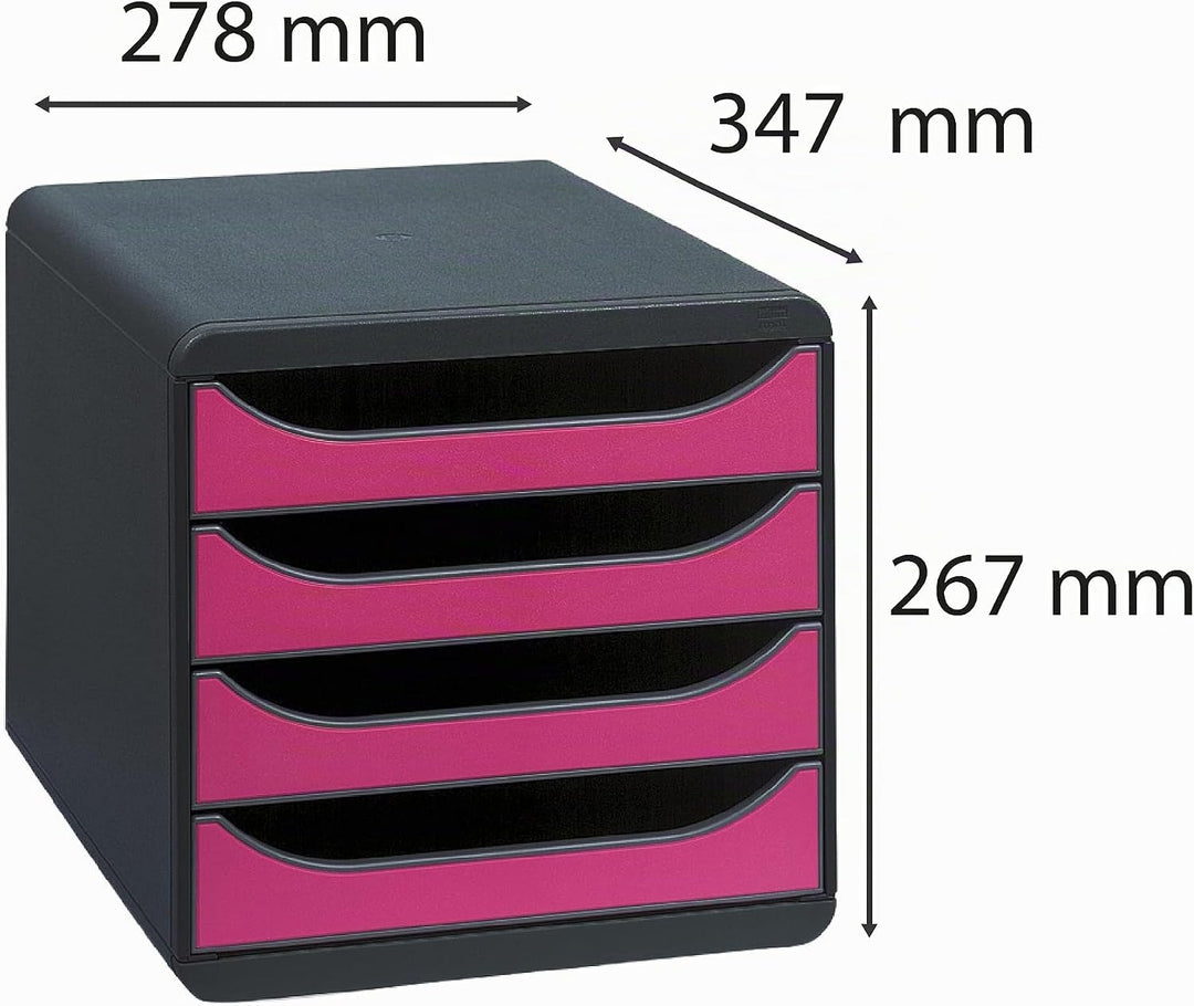 Exacompta 310784D Premium Ablagebox mit 4 Schubladen für DIN A4+ Dokumente. Belastbare Schubladenbox