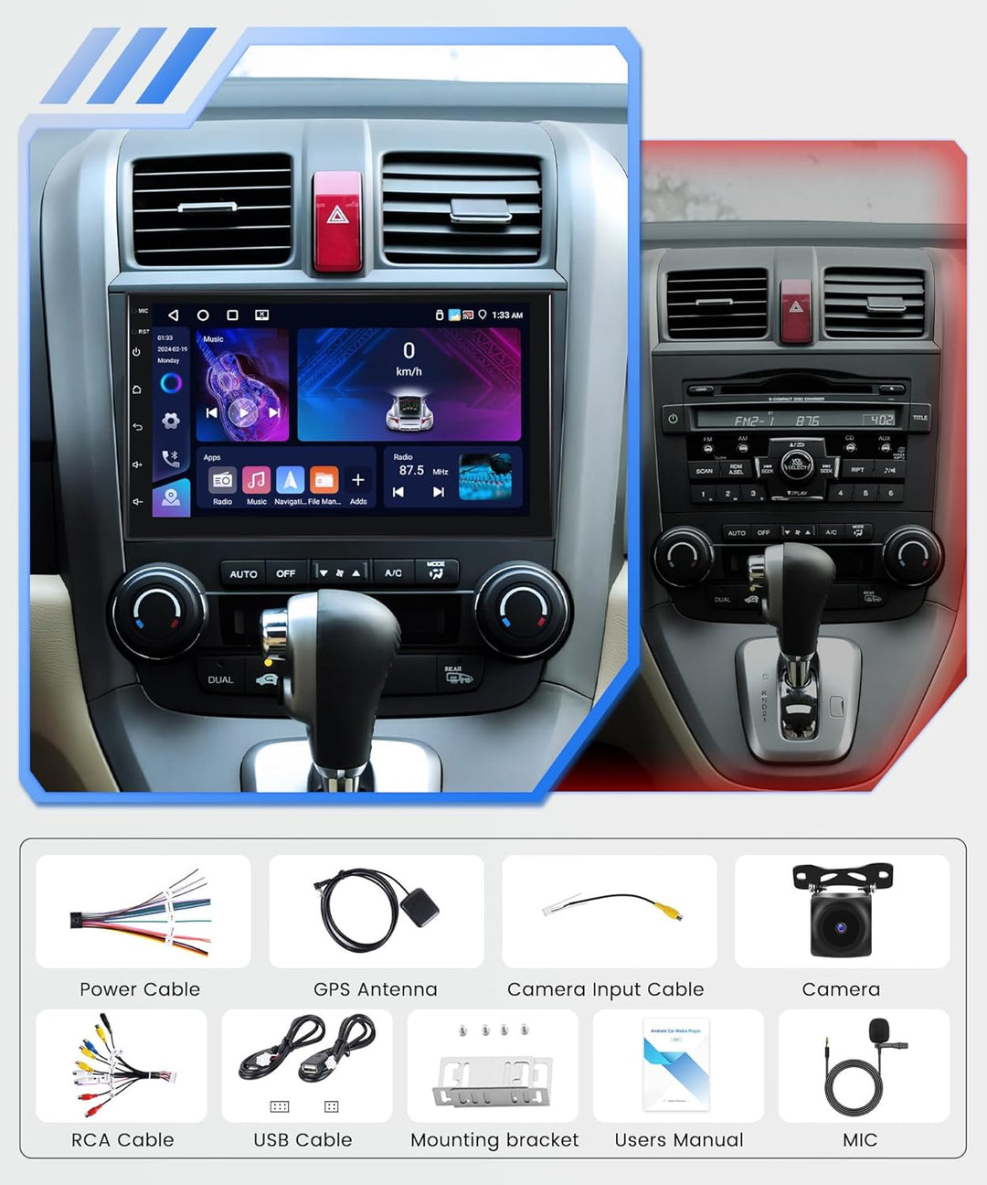 Rimoody 4G+64G Wireless Carplay Android 13 Autoradio 2 Din 7 Zoll Touchscreen Autoradio mit Android